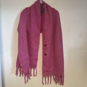 Tahari Woman's Pink Scarf Shall Wrap‎ Buttons New